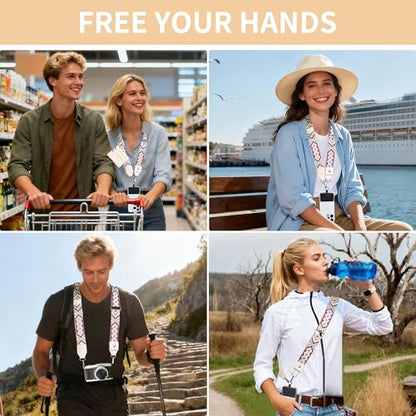 2pcs Clip and Go Strap for Phone with Wallet Crossbody Strap with Pouch | Multifuctional Cell Phone Lanyard Crossbody for Teacher, Adjustable Phone Strap Ranging from 40" to 60" - color: Diamond +Black