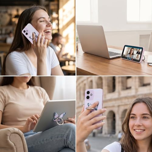 Butterfly Cell Phone Ring Holder 5pcs Finger Ring with Adjustable Knob Loop