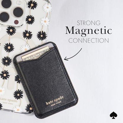 kate spade new york Magnetic Card Holder/Wallet - Black | Stylish Phone Wallet - Compatible w/MagSafe Phones & Cases -Detachable MagSafe Wallet for iPhone 17 Pro Max/16/15/14/Pixel 10 - color: Black