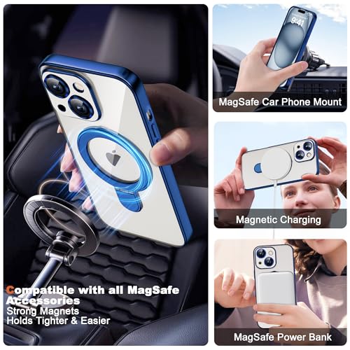 Plating Clear Case for iPhone 15 Plus with Stand 6.7", Blue - color: Blue, size: Iphone 15 Plus