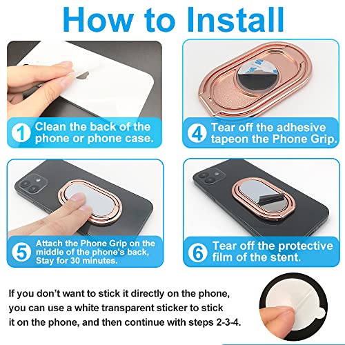 Phone Ring Holder Finger Kickstand, Foldable 360° Rotation Cellphone Grip for Desk, Office Desktop, Cell Phone Stand Compatible with iPhone iPad Smartphones Tablets (with Magnetic Car Mount) - color: Rose Gold