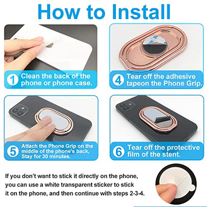Phone Ring Holder Finger Kickstand, Foldable 360° Rotation Cellphone Grip for Desk, Office Desktop, Cell Phone Stand Compatible with iPhone iPad Smartphones Tablets (with Magnetic Car Mount) - color: Rose Gold