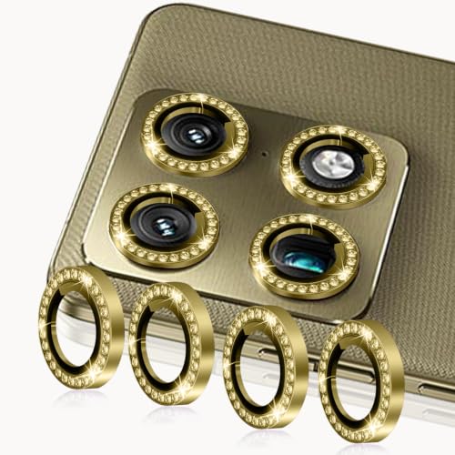 Zeking (2 Set) Bling Camera Lens Protector Compatible with Motorola Signature 5G, Glitter Bling Sparkly 9H Tempered Glass Protector Metal Individual Ring (Bling-Gold) - color: BlingGold