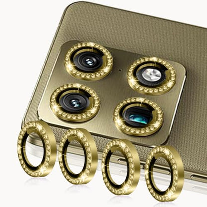 Zeking (2 Set) Bling Camera Lens Protector Compatible with Motorola Signature 5G, Glitter Bling Sparkly 9H Tempered Glass Protector Metal Individual Ring (Bling-Gold) - color: BlingGold
