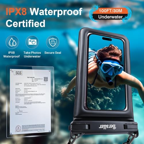 2 Pack Floating Waterproof Phone Pouch, Up to 8.5", Double Space | IPX8, Touchscreen, Waterproof Phone Case Dry Bags for iPhone 17 16 15 Pro Max, Beach Cruise Essentials 2026 - color: Black+Pink