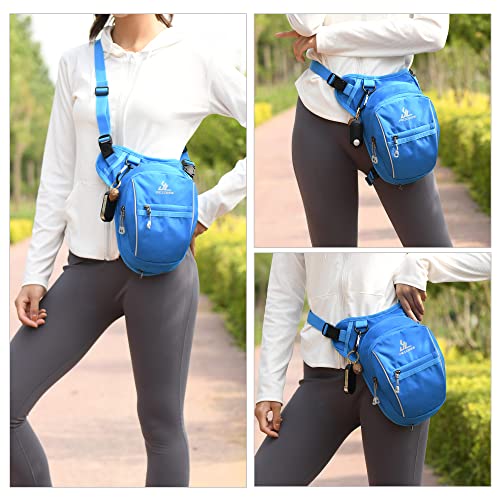 Peicees Motorcycle Leg Bag for Men Womens Thigh Bag, Expandable - color: Blue
