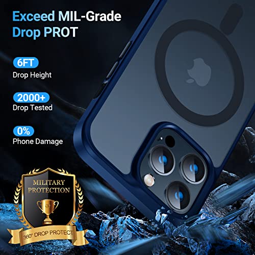 TORRAS Stronger Magnetic for iPhone 14 Pro Case, Translucent Navy Blue | 12 FT Military Grade Drop Tested, Compatible with MagSafe, Slim Protective Matte Silicone for iPhone 14 Pro Phone Case - color: Blue