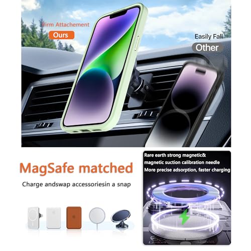 Magnetic iPhone 14/13 case,Compatible with Magsafe, Military-Grade Protection,Slim Translucent Matte Shockproof with Anti-Scratch Anti-Fingerprint Phone Cover (Matcha Green, iPhone 14/13) - color: Matcha Green, size: iPhone 14/13