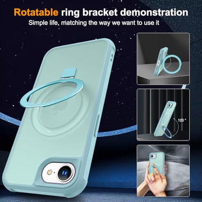 SKYLMW Compatible with iPhone 16e/17e Case with Stand,Blue | iPhone 16e Case iPhone 17e Case 6.1",Magnetic Ring Stand,Compatible with MagSafe,Military-Grade Protection,Great Grip Feeling - color: Blue, size: Iphone 16e & Iphone 17e