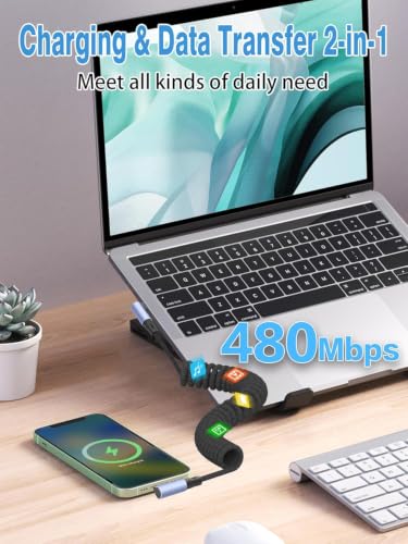 YACSEJAO 90 Degree Coiled USB C to USB C Braided Charging Cable - style: Side to Right Angle
