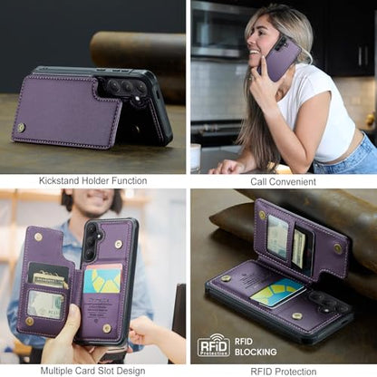 Kowauri for Samsung Galaxy S26 Case, PU Leather Wallet Case for Women Men with RFID Blocking Card Holder Slot Magnetic Closure Shockproof Protective Phone Cover for Samsung Galaxy S26 (Purple) - color: Purple