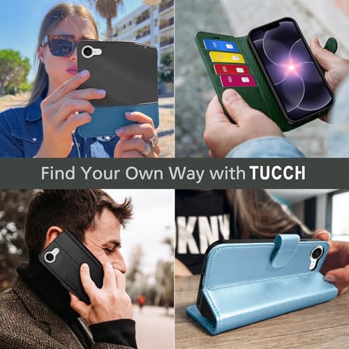 TUCCH Wallet Case for iPhone 17e/iPhone 16e (6.1"), 4 Card Holders, Black | RFID Blocking, Viewing Stand, Shockproof TPU Shell, PU Leather, Magnetic Closure, Protective Folio Flip Cover - color: Black