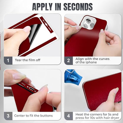 2Pcs Skin Wrap Compatible for iPhone 15 Pro – Slim Decal Vinyl Protective Film for Sides & Back – Sleek Fit, Premium Look – Compatible with All iPhone 15 Pro Cases - Glossy Cherry Red - color: Glossy Cherry Red