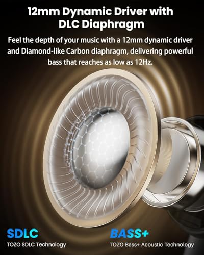 TOZO NC20 Pro Active Noise Cancelling Wireless Earbuds, Smart LCD Screen - color: Titanium Gold