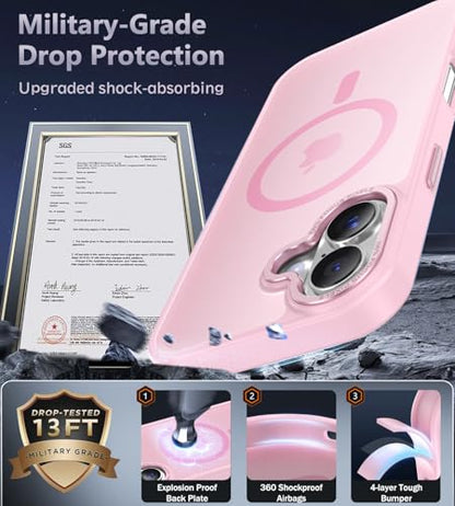 Newfuture Magnetic for iPhone 17 Case Matte Shockproof, Chalk Pink | Military Drop Protection, Slim Matte Anti-Fingerprint, Compatible with Magsafe, Camera Guard, Translucent Protective Cover - color: Chalk Pink, size: iPhone 17 6.3 inch