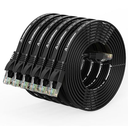 CableGeeker Cat 6 Flat Ethernet Cable 7ft 6Pack, 10Gbps, Black - color: Black-Flat, size: 7ft