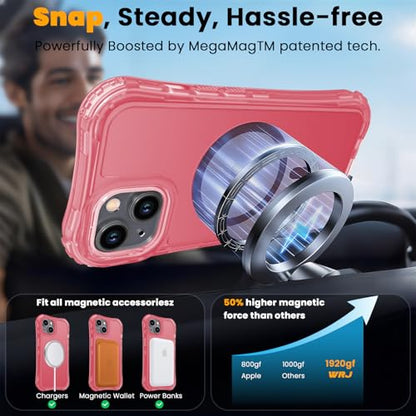 WRJ Magnetic Matte for iPhone 13 Case,iPhone 14 Case,[Compatible with MagSafe][Military Grade Drop Protection] Translucent Anti-Fingerprint Full Body Shockproof Phone Case-Peach Pink - color: Peach Pink, style: Matte