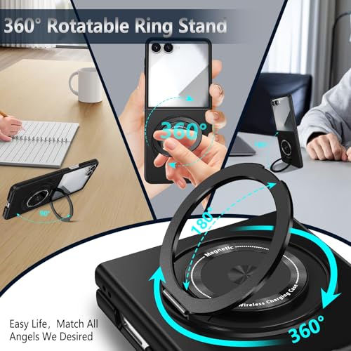 Magnetic Case for Samsung Galaxy Z Flip 7, [Compatible with MagSafe] Military Grade Shockproof Slim fit Samsung Z Flip 7 Phone Case with Magnetic Ring Kickstand, Black - color: Black, size: Samsung Galaxy Z Flip 7