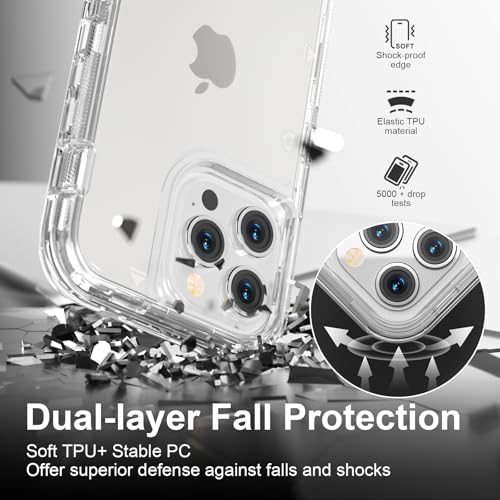 Follaroma for iPhone 14 Pro Case, Shockproof, Crystal Clear | Heavy Duty Shockproof Protection Phone Cases, Anti-Drop, Military Grade Dual Layer Transparent Rugged Protective Cover, 6.1" - color: Clear, size: iPhone 14 Pro 6.1‘’