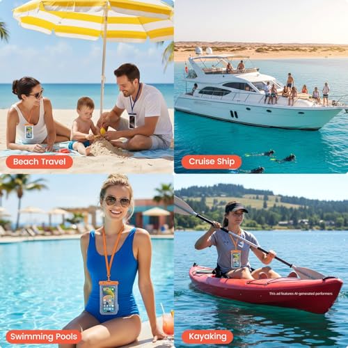 Rynapac Waterproof Phone Pouch 2 Pack, Waterproof Phone Case, [Up to 8.5''] | Face Unlock, Touchscreen, Durable IPX8 Dry Bag for iPhone 17 16 15 Pro Max, Includes Lanyard, Beach & Cruise Essentials 2026 - color: [Mint + Black] Waterproof Phone Pouch