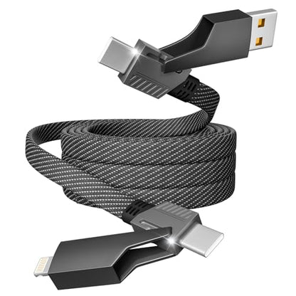 4 in 1 Charging Cable Fast Charging 65W with E-Mark Chip, Carplay - color: Dark Black, size: 4FT 1Pack