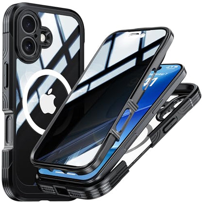 Magnetic Privacy Screen Case for iPhone 17 with Full Body Protection - color: Black, size: iPhone 17