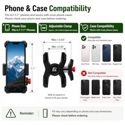 ROCKBROS Aluminum Bike Phone Mount, Headset Cap Mount for 4.7-7.1" Phones - style: Headset Cap Mount