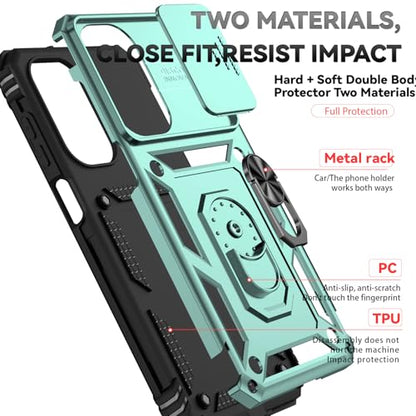for Samsung Galaxy A17 / Galaxy A26 5G Case, with Slide Camera Cover Screen Protector [Military Grade Drop Tested] Ring Holder Kickstand Protective Phone Case for Samsung Galaxy A17, Dark Green - color: Dark Green w/ Slide Camera 2nd gen. Military Grade