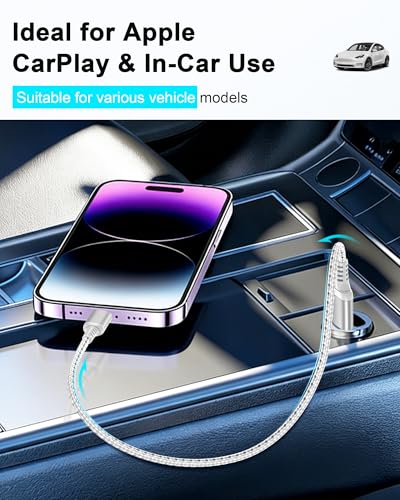 MFi Certified Short iPhone Charger Cord 1ft, USB to Lightning Cable - size: 1 FT