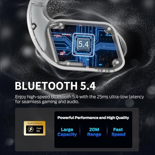 Monster Open Ear AC310 Headphones, Bluetooth 5.4 Wireless Earbuds with HiFi Sound, Open Ear Earbuds with 60H Playtime, ENC Clear Call, Touch Controls, IPX5 Resistance Wireless Headphones (Light White)