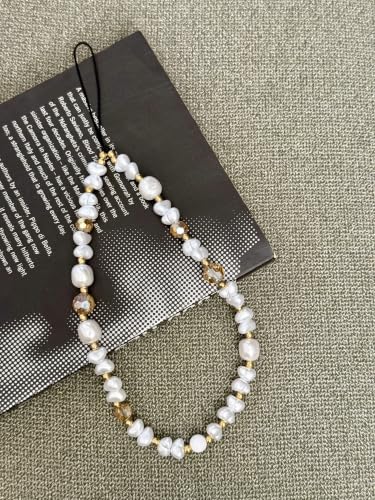Beaded Phone Charm Lanyard Strap Girly Style Fixed Beads Pearl Lanyards - color: PH-byzz-3