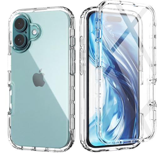 IDweel for iPhone 17 Case with Build in Screen Protector, Slim Fit & Lightweight, Heavy Duty Protection Shock Resistant Shockproof Full-Body Shock Absorption Clear Back Hard Bumper Cover,HD Clear - color: Clear, size: iPhone 17 6.3"