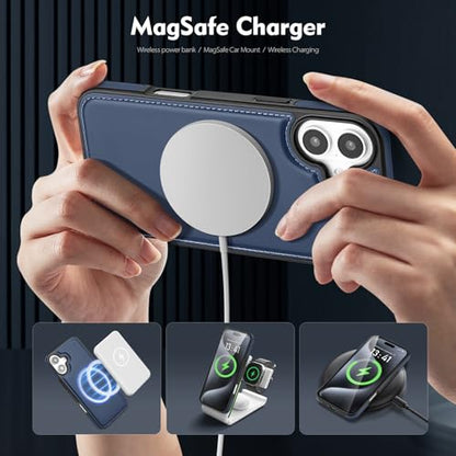 Shieldtop Compatible with MagSafe iPhone 16 Plus Wallet Case,Blue | 2 in 1 Detachable Magnetic,Credit Card Holder Slots,RFID Blocking,PU Leather,Kickstand,Flip Folio Phone Cover for Men & Women - color: Blue, size: iPhone 16 Plus 6.7"