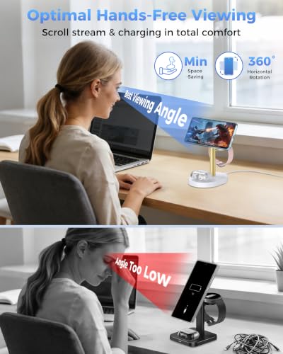 Hevanto 3 in 1 Wireless Charger for Samsung Galaxy, 15W MagSafe Charging - color: GoldenWhite, size: 15W