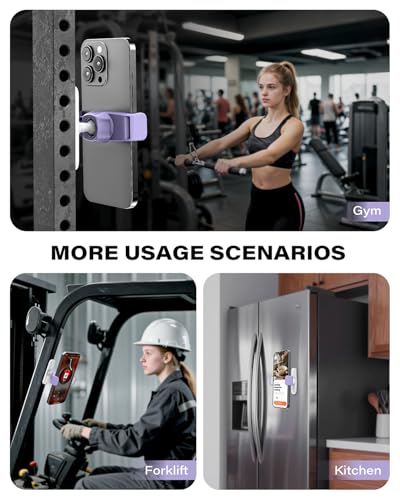 APPS2Car Gym Magnetic Phone Holder, 360 Adjustable, Compatible with 4.7-6.5" Smartphones, Alloy Base and Joint, Gym Accessories for Women, Purple - size: Purple - 1 Pack