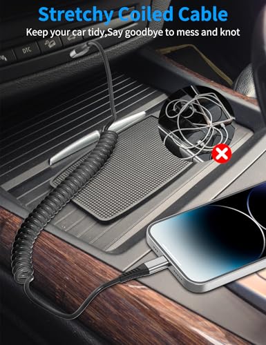 Coiled USB C to Lightning Cable for Car 2 Pack, 3FT Apple Carplay Cable, Short Retractable iPhone Charger Fast Charging Cord for iPhone 14 13 12 11 Pro Max Xs X Xr 8/Airpods - style: Coiled USB-C to Lightning