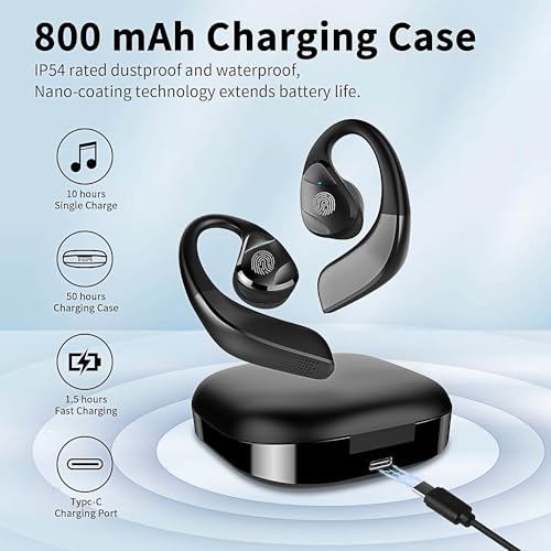 BANIGIPA Open Ear True Wireless Earbuds with Immersive Premium Sound - color: AIR01-Black