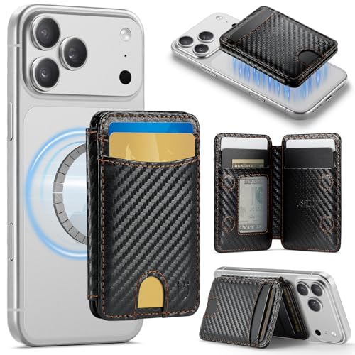 for Magsafe Wallet Magnetic RFID Blocking Card Holders, Carbon Black - color: Carbon Black