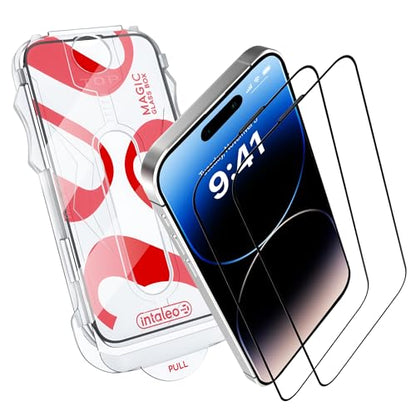 Tempered Glass Screen Protector for iPhone 14 Pro – Full Edge-to-Edge Protection, 9H Hardness, Oleophobic Coating - Screen Saver for iPhone 14 Pro with Applicator Set - Black Design - size: for iPhone 14 Pro