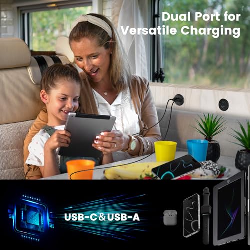 2Pcs RV 12V USB Outlet Alumium Charger, 48W PD and QC Cigarette Lighter Replacement, 12 Volt Socket No Light, Flush Mount USB Port for for Trailer Camper Van Car Boat 24V - color: 2Pcs