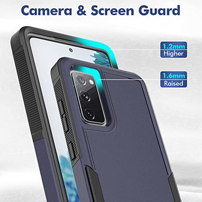 for Samsung Galaxy S20 FE 5G Case: Dual Layer Protective Heavy Duty Cell Phone Cover Shockproof Rugged with Screen Protector - Military Protection Bumper Tough - Samsung Galaxy S20 FE 5G, Blue - color: Navy Blue (PC) + Black (TPU)