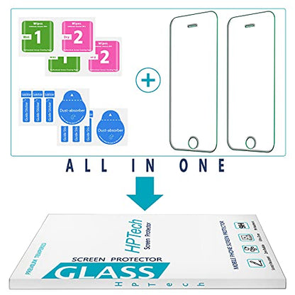 2 Pack Screen Protector for iPhone SE 2016/5S/5/5C Tempered Glass - color: Clear-iPhone SE 2016