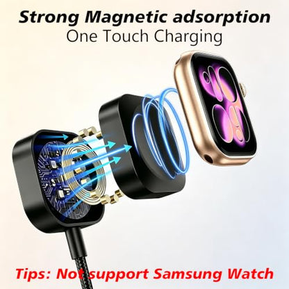 100W Multi Charging Cable for Apple iWatch/Lightning/USB C, 6.6FT - size: AC to C+L+iWatch(6.6FT)