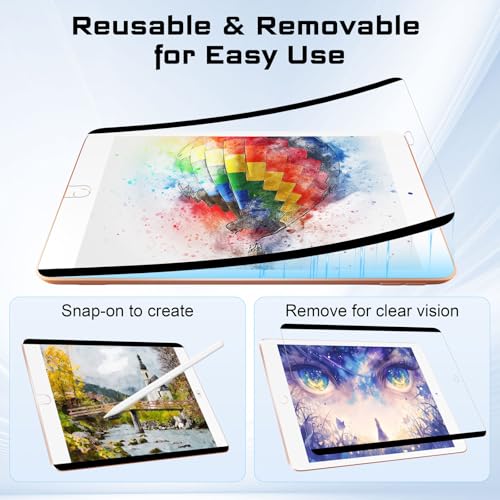 Magnetic Paper Screen Protector for iPad 9th/8th/7th Generation (10.2-Inch, 2021/2020/2019), Detachable and Reusable Nano Adsorption High Sensitive Anti Glare Matte Film for Writing&Drawing - size: Magnetic iPad 10.2inch