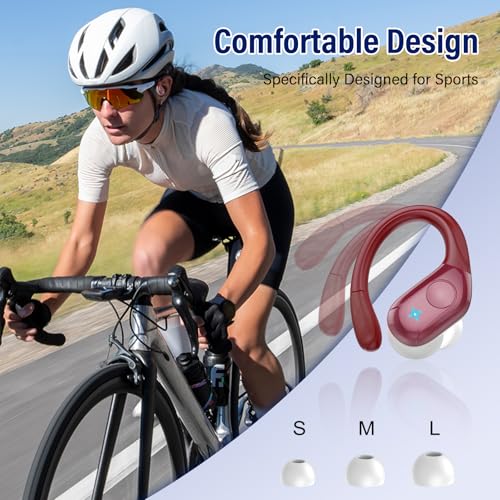 Wireless Earbuds Sports, 75Hrs Bluetooth 5.4 Headphones, Bass Hi-Fi Stereo - color: Y-Starry Red