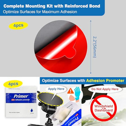 Tapsi 2.2" Round Double-Sided Adhesive Pads for Dash Cam Mount, 4 Pack - size: Ø 2.2", 0.063" Thick