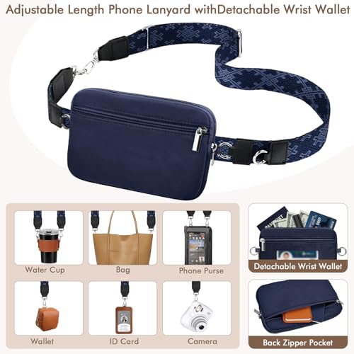AULEEP Clip and Go Strap with Wallet, Phone Strap Crossbody, Phone Lanyard - color: Black