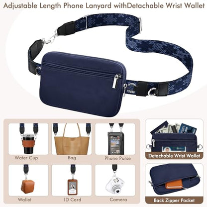 AULEEP Clip and Go Strap with Wallet, Phone Strap Crossbody, Phone Lanyard - color: Black