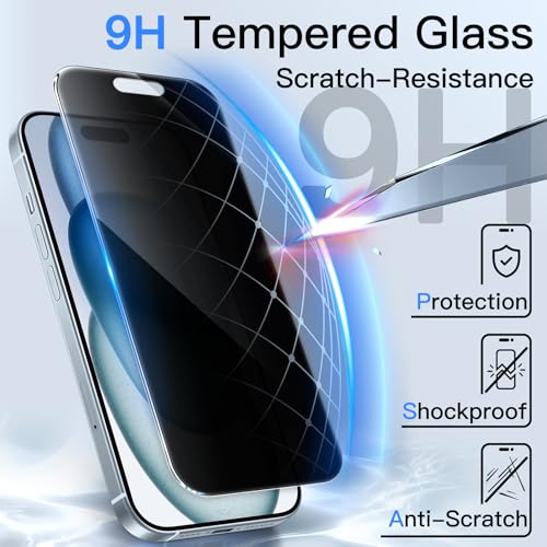 JETech 360° Privacy Screen Protector for iPhone 15 Plus, 2-Pack - size: iPhone 15 Plus