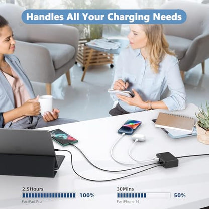 USB C Charger Block Charging Station,100W 6Port GaN Fast Charging Brick Hub - color: Black